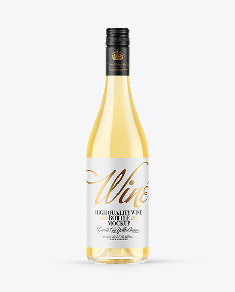 Clear Glass White Wine Bottle Mockup