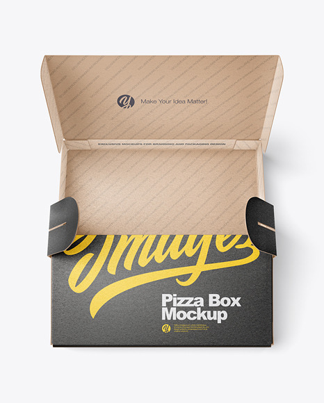 Empty Opened Kraft Paper Pizza Box Mockup