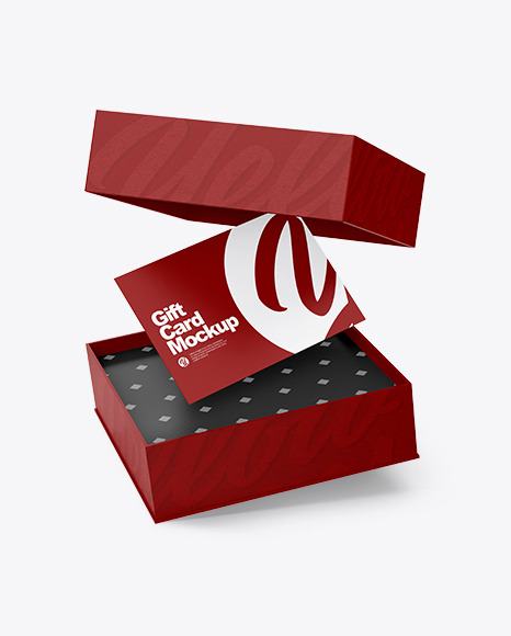 Gift Card in a Kraft Paper Box Mockup