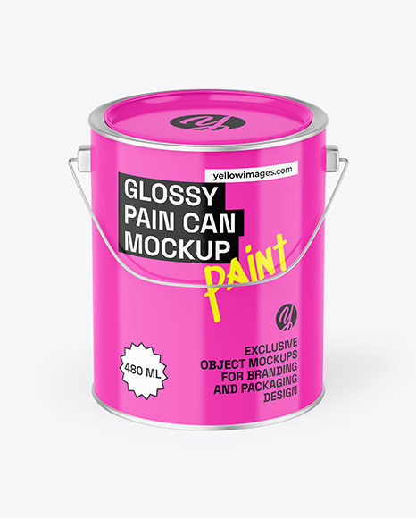 Glossy Paint Bucket Mockup