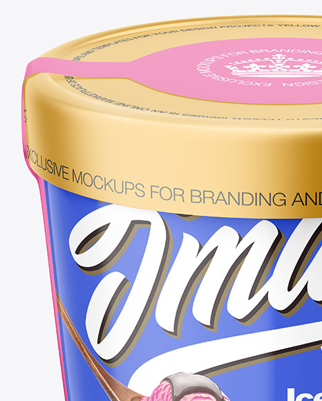 Glossy Plastic Ice Cream Cup w/ Label Mockup
