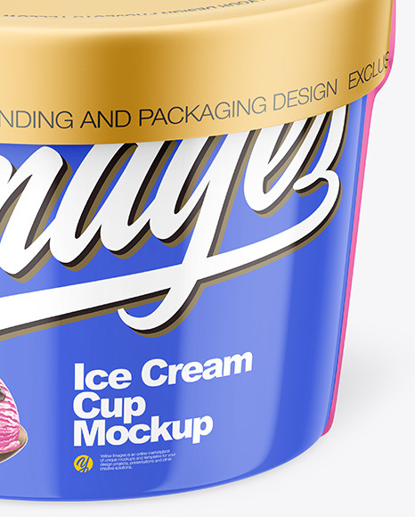Glossy Plastic Ice Cream Cup w/ Label Mockup