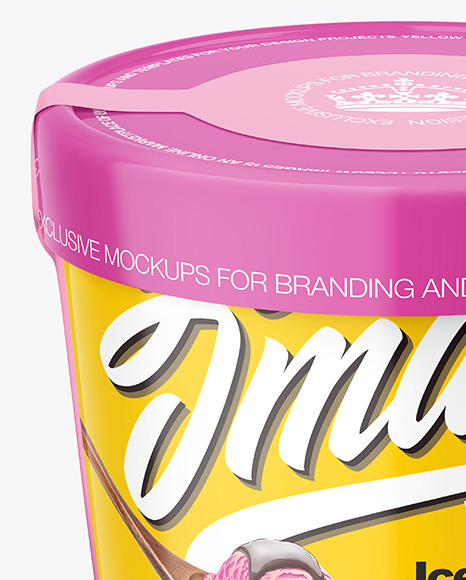 Glossy Plastic Ice Cream Cup w/ Label Mockup