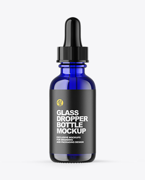 Blue Glass Dropper Bottle Mockup