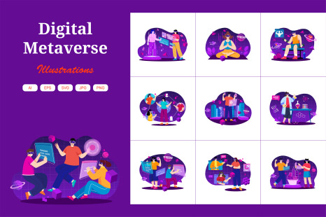 M529_Digital Metaverse Illustration Pack
