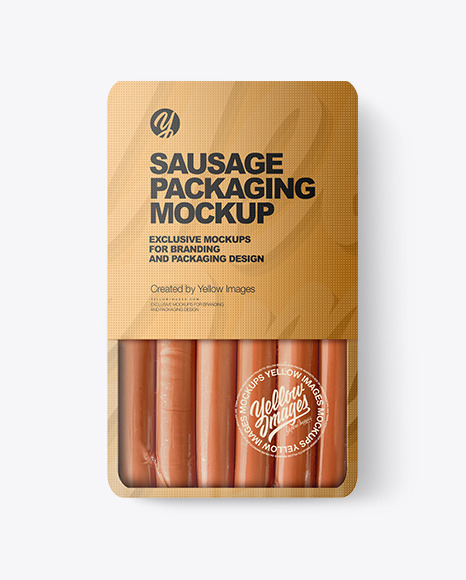 Metallic Tray With Sausages Mockup on Yellow Images Object Mockups