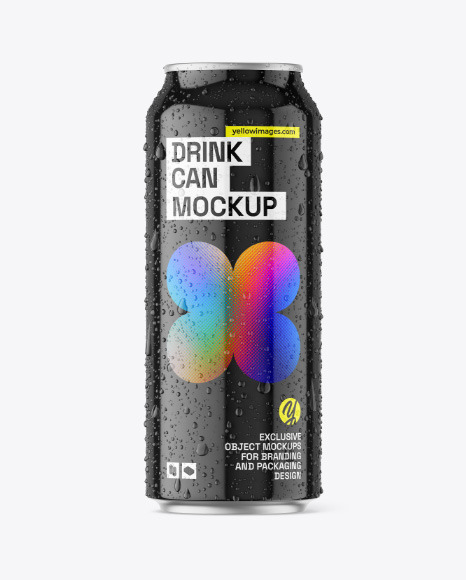 500ml Glossy Drink Can w/ Condensation Mockup