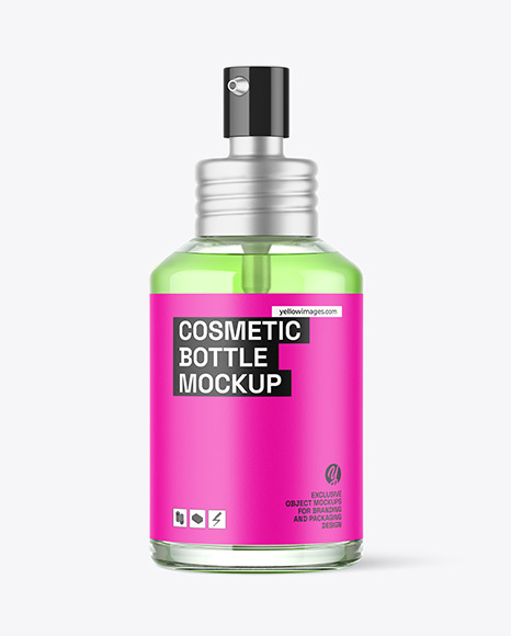 120ml Clear Glass Cosmetic Bottle w/ Pump Mockup