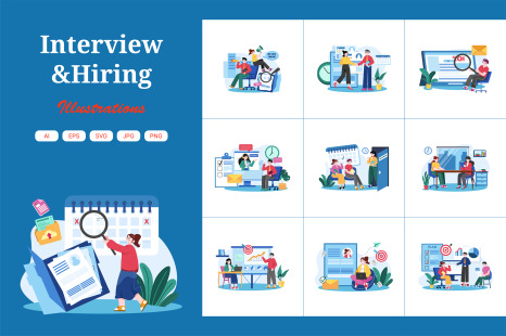 M528_Interview &amp; Hiring Illustration Pack