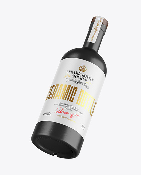 Ceramic Bottle with Wooden Cap Mockup