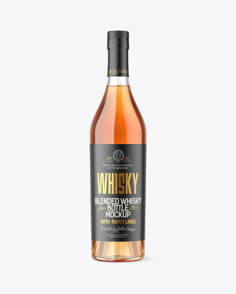 700ml Clear Glass w/ Whiskey Bottle Mockup