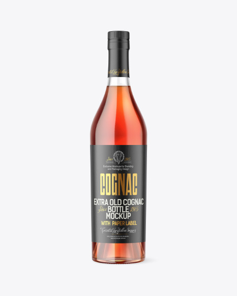 700ml Clear Glass w/ Cognac Bottle Mockup