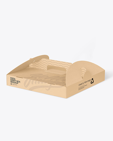 Kraft Pizza Box w/ Handle Mockup
