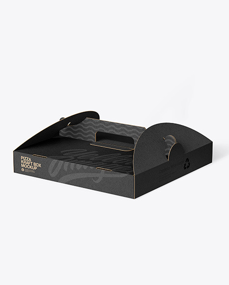 Kraft Pizza Box w/ Handle Mockup