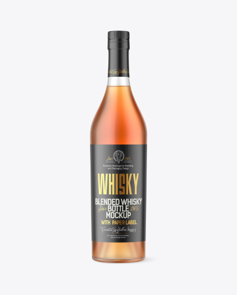 700ml Frosted Glass w/ Whiskey Bottle Mockup