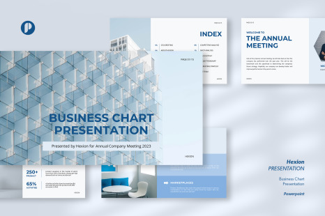 Hexion – Blue Minimal Chart Business Presentation