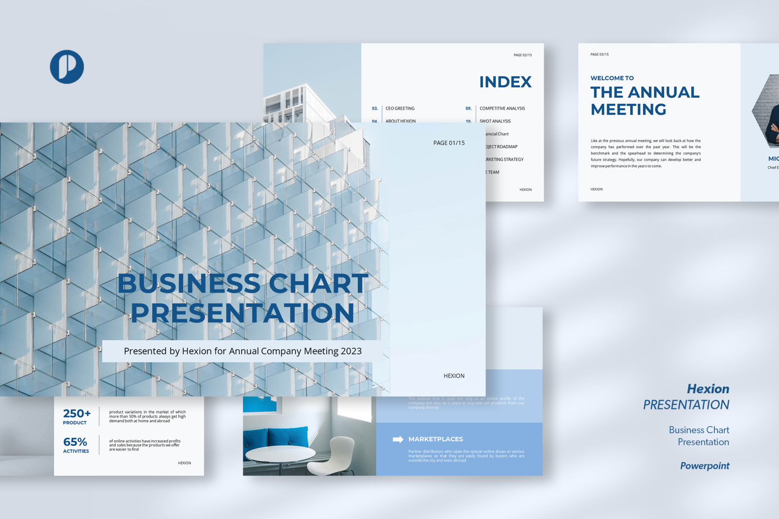 Hexion – Blue Minimal Chart Business Presentation