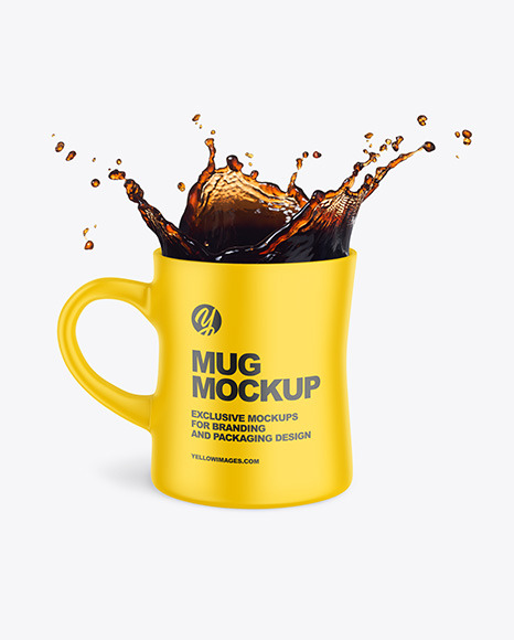 Matte Mug w/ Coffee Splash Mockup