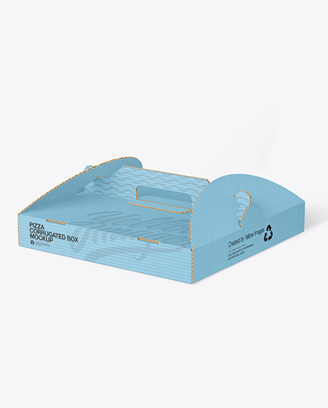 Corrugated Pizza Box w/ Handle Mockup
