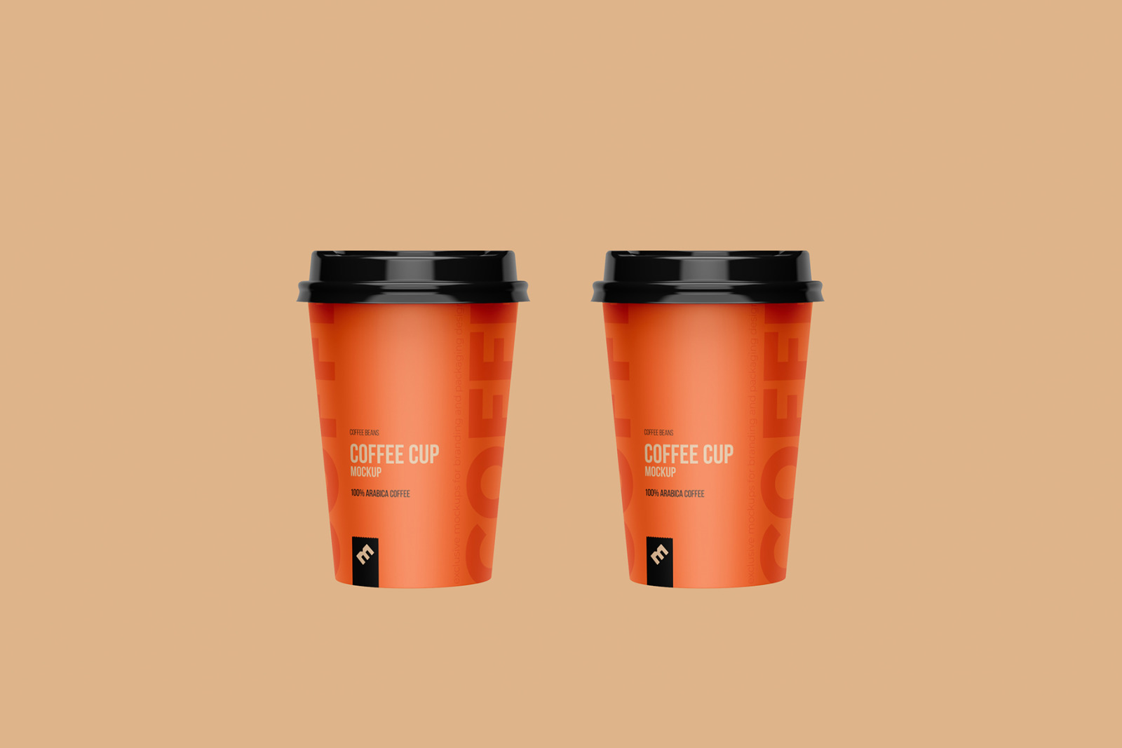 Cups Holder, Carrier Mockup front view on Yellow Images Creative Store