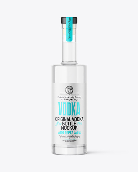 Clear Glass Vodka Bottle Mockup