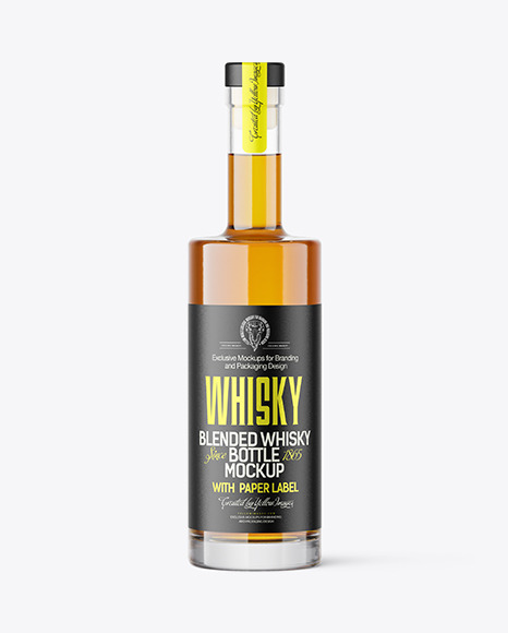 Clear Glass Whisky Bottle Mockup