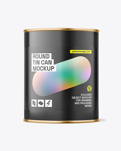 850ml Tin Can w\ Glossy Finish Mockup
