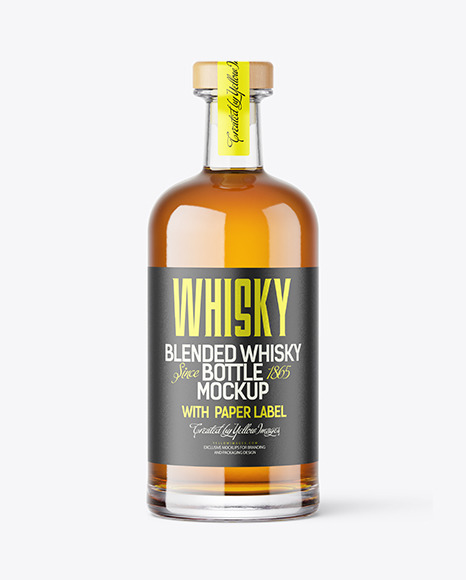 Clear Glass Whisky Bottle Mockup