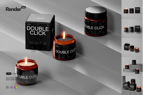 Amber Glass Candle Mockup Set