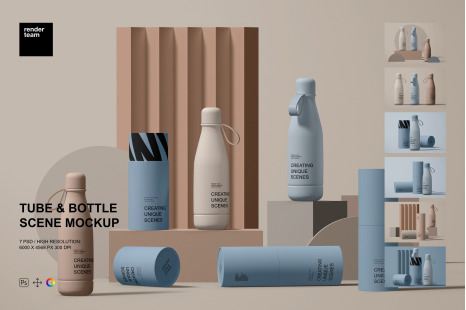 Tube and Bottle Mockup Set