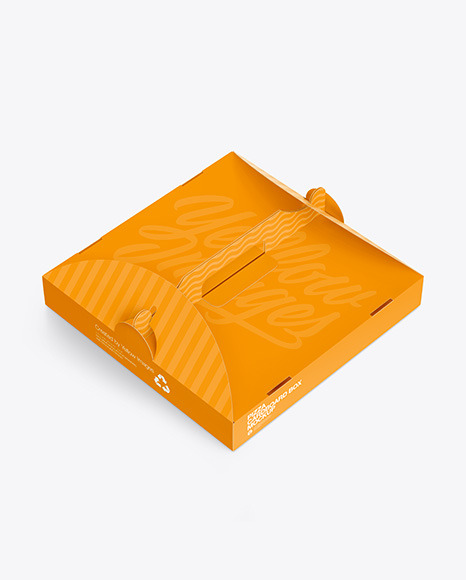 Cardboard Pizza Box w/ Handle Mockup