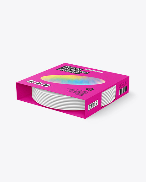 Set of Plates in Kraft Packaging Mockup