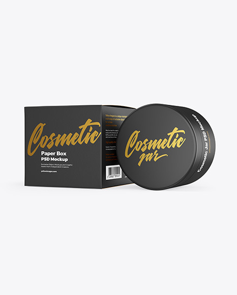 Box with Cosmetic Jar Mockup
