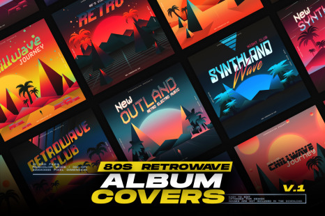 80s Retro Album Cover Design Bundle