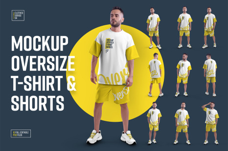 10 Mockups Oversize T-shirt and Shorts