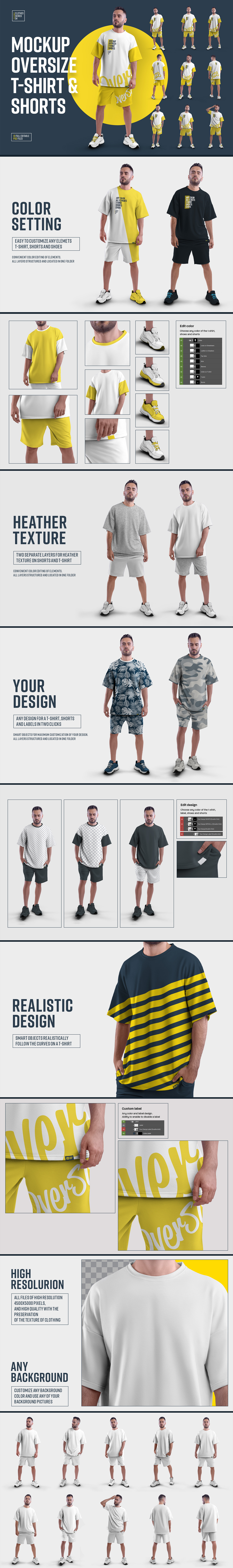 10 Mockups Oversize T-shirt and Shorts