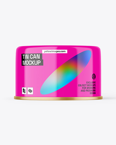 Metallic Tin Can w/ Glossy Finish Mockup