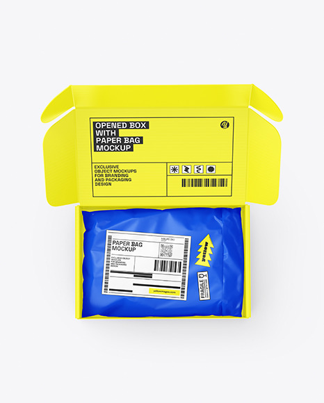 Opened Paper Box With Package Mockup