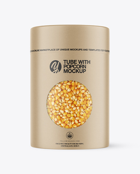 Kraft Tube With Popcorn Mockup