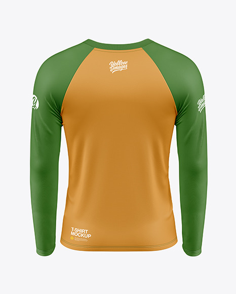 Men’s Raglan Long Sleeve T-Shirt Mockup - Back View