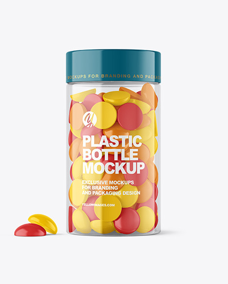 Plastic Bottle with Gummies Mockup