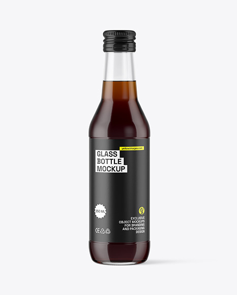 250ml Clear Glass Black Rum Bottle Mockup