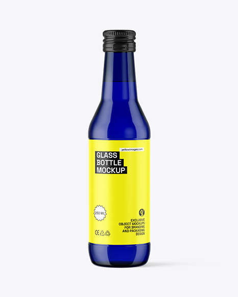 250ml Blue Glass Bottle Mockup