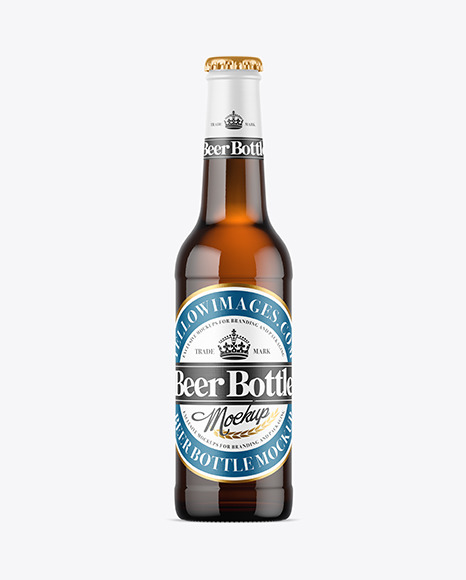 330ml Amber Glass Beer Bottle Mockup