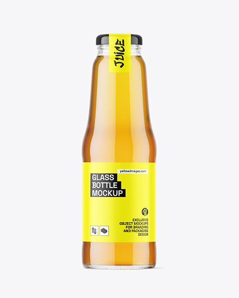 Clear Glass Apple Juice Bottle Mockup