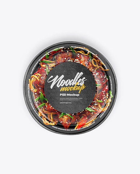 Paper Bowl With Teriyaki Noodles Mockup