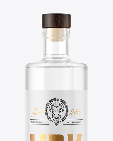 500ml Clear Glass Vodka Bottle Mockup
