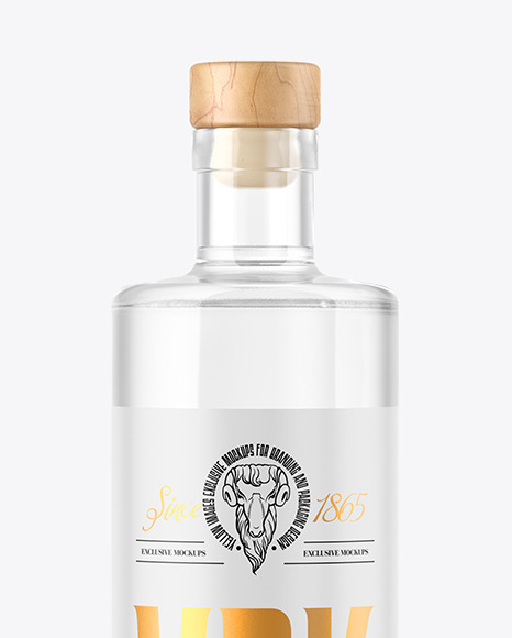 500ml Clear Glass Vodka Bottle Mockup