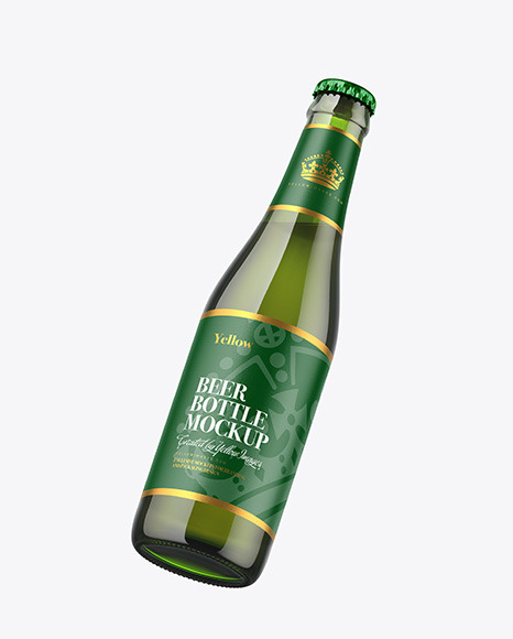 Green Glass Beer Bottle Mockup