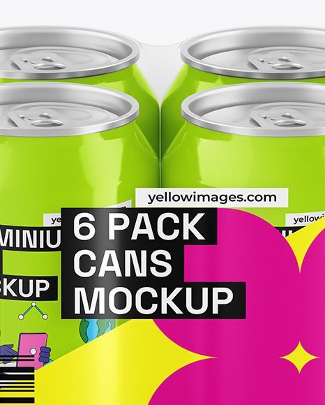 Glossy Drink Cans Set Mockup